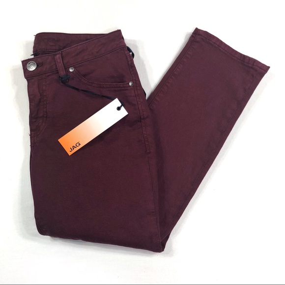 Jag Jeans Denim - JAG Petite Burgundy Mid Rise Slim Ankle Jeans